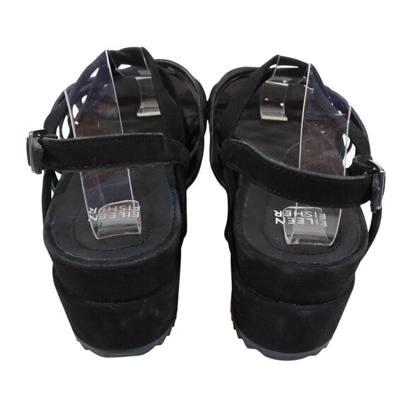 EILEEN FISHER Suede Platform Strappy Sandals Size 8.5 Black Casual Summer - Picture 3 of 11